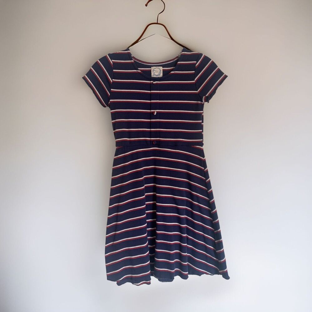 Blue rain Girls Striped Button Down Dress Size 10 Francesca’s